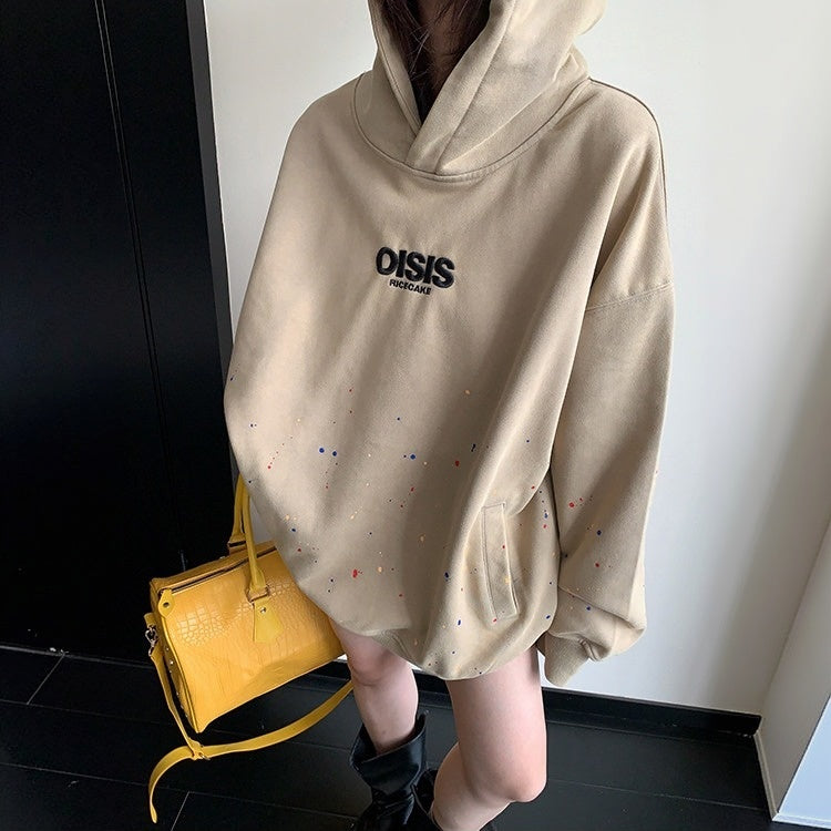 【トップス】レトロ リラックス感のある ペイント加工 フード付き スウェット 【FCシリーズ】