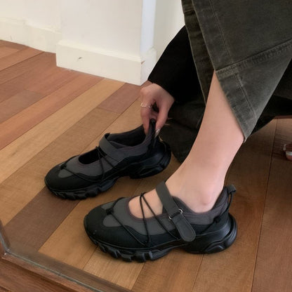 【シューズ】プラットフォームシューズ ラウンドトゥ 厚底 スポーツ パンプス/スニーカー