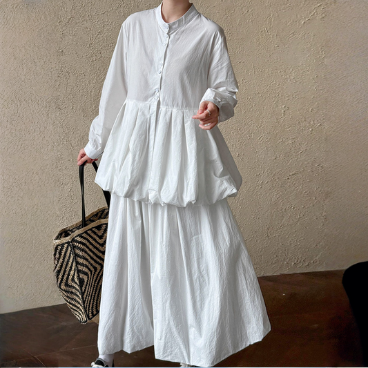 【セットアップ】【単品注文】春 秋 レトロ ベビードール風ブラウス + バルーンスカート 【JZシリーズ】