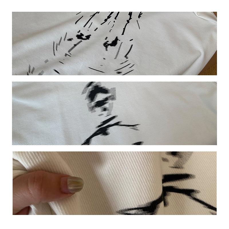 【ワンピース】夏新作 ミステリアス人物アート ロング丈 半袖 Tシャツワンピース【FCシリーズ】