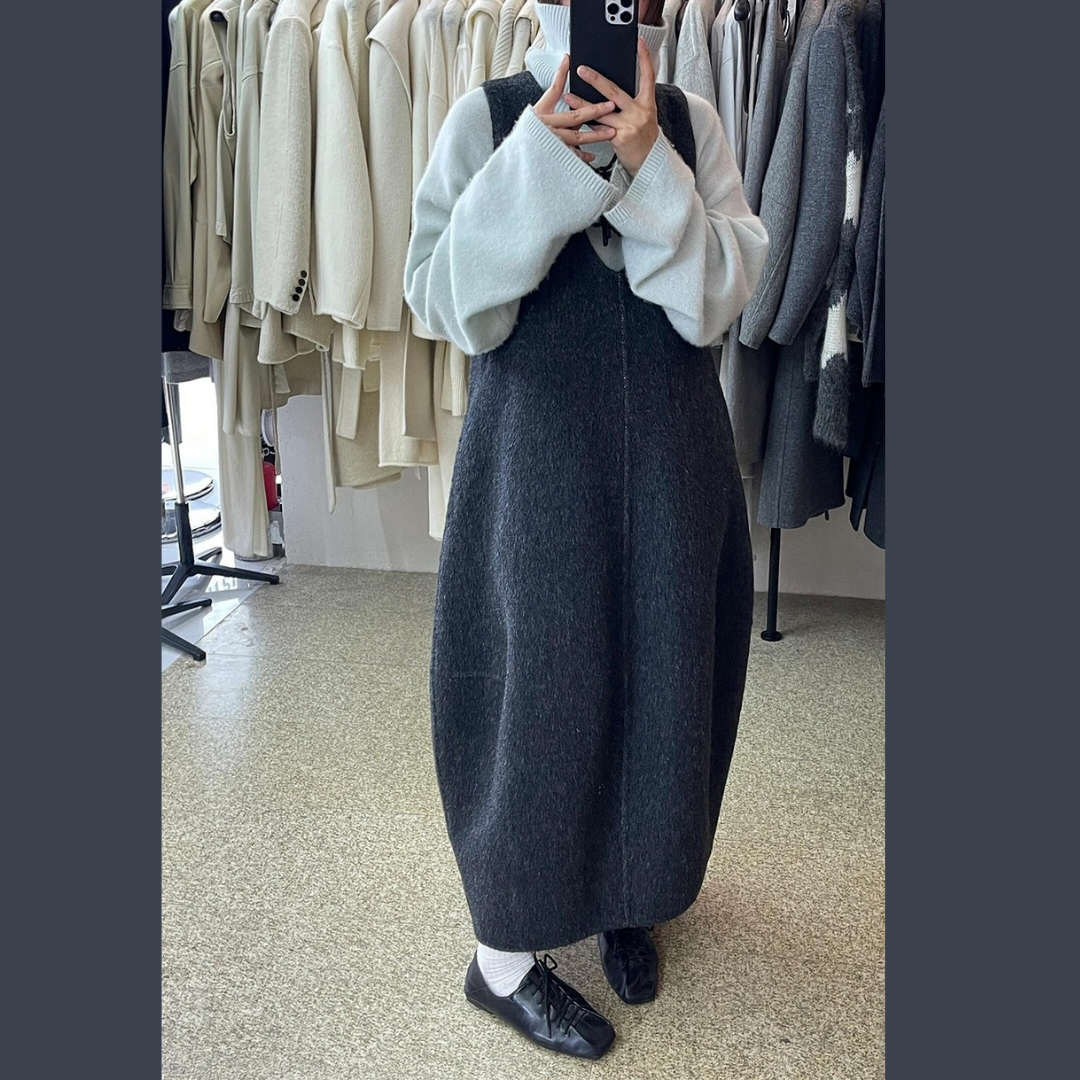 【24AW】【10～15日内発送】【ワンピース】 厚手 バルーンスカート ゆるリラックス ノースリーブ ワンピース