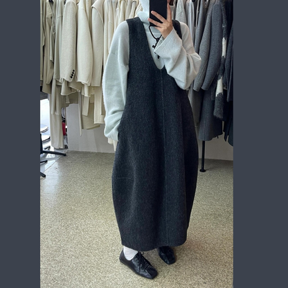 【24AW】【10～15日内発送】【ワンピース】 厚手 バルーンスカート ゆるリラックス ノースリーブ ワンピース