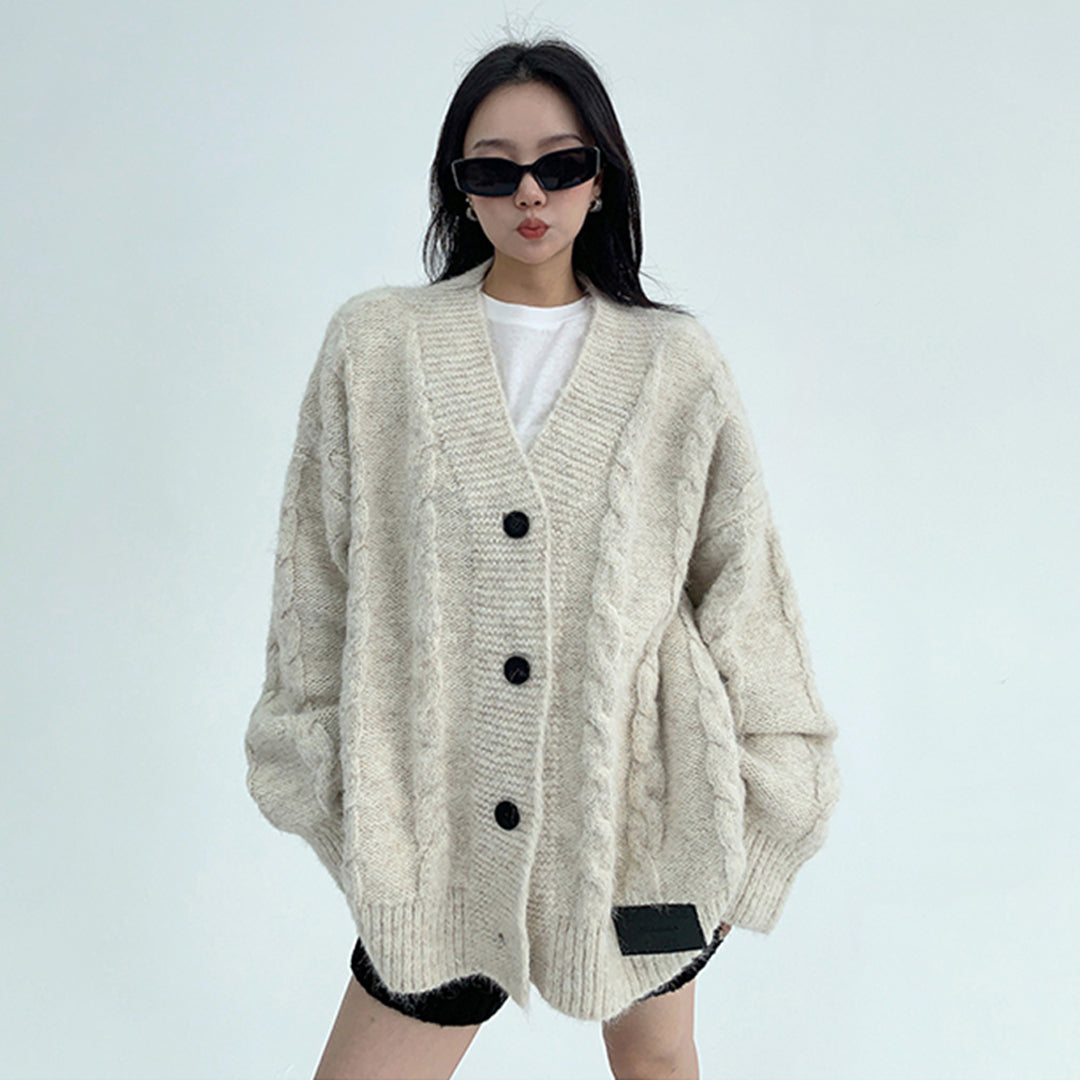 【アウター】春 秋 冬 厚手 Vネック ゆったり カーディガン ジャケット 【FCシリーズ】