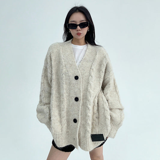 【アウター】春 秋 冬 厚手 Vネック ゆったり カーディガン ジャケット 【FCシリーズ】