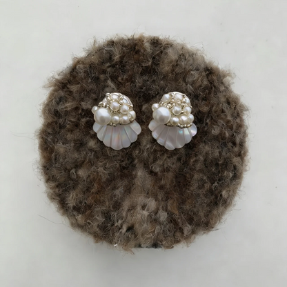 【グッズ】【🌊マーメイドパーティー】天然シェル ハンドメイドビーズ 個性的なギフト 軽奢ヴィンテージ風 ピアス / イヤリング 【JZシリーズ】