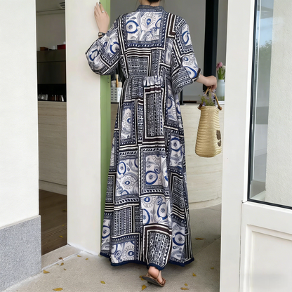 60%OFF⭐️期間限定【ワンピース】レディース カジュアルゆったり大きめサイズ 2026新作 リゾート風プリント長袖ワンピース【SHシリーズ】