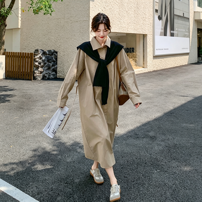 【ワンピース】大きいサイズロングワンピース レディース 春秋 ゆったり ウエストマーク 体型カバー 着痩せ【JZシリーズ】