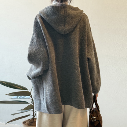 5カラー【アウター】秋冬新作 フード付き ニットカーディガン レディース ゆったり 高見え ルーズ【JZシリーズ】