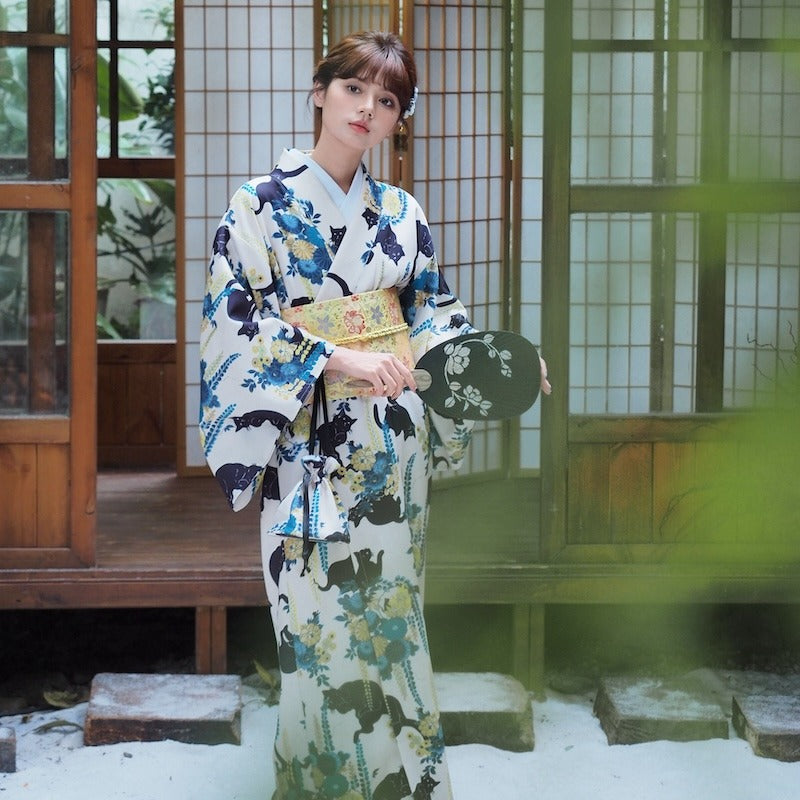 【ワンピース】夏 猫柄 いたずら 花柄 浴衣 【SHシリーズ】