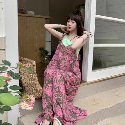 【ボトムス】夏新作 ゆったりカジュアル ラフ Vネック オールインワン【SHシリーズ】