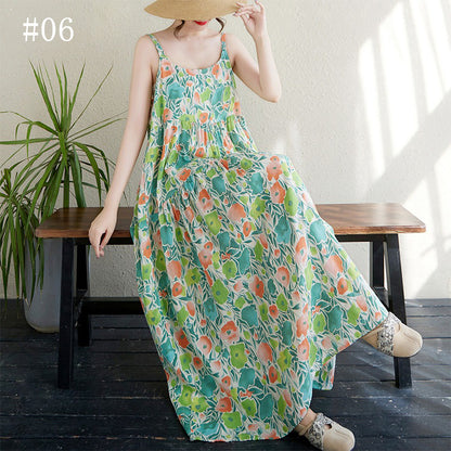 全6柄展開【ワンピース】 花柄 切り替え キャミワンピ 涼感薄手 ふんわりティアードデザイン ノースリーブワンピース【SHシリーズ】