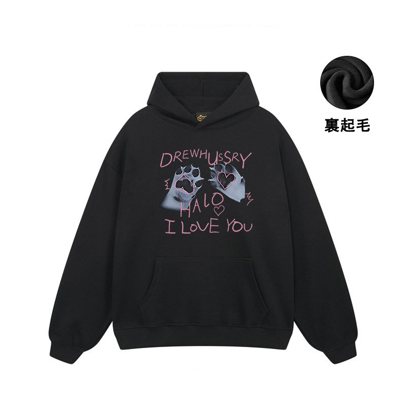 【トップス】🐱猫の肉球プリントスウェット レディース 春秋 オーバーサイズ リラックス ストリート 薄手【FCシリーズ】