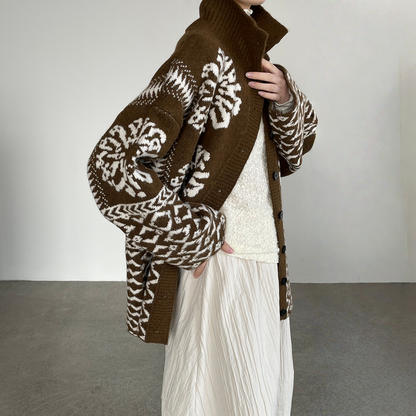 【トップス】折り襟 春 秋 冬 厚手 フェアアイル柄ニット セーター 【JZシリーズ】