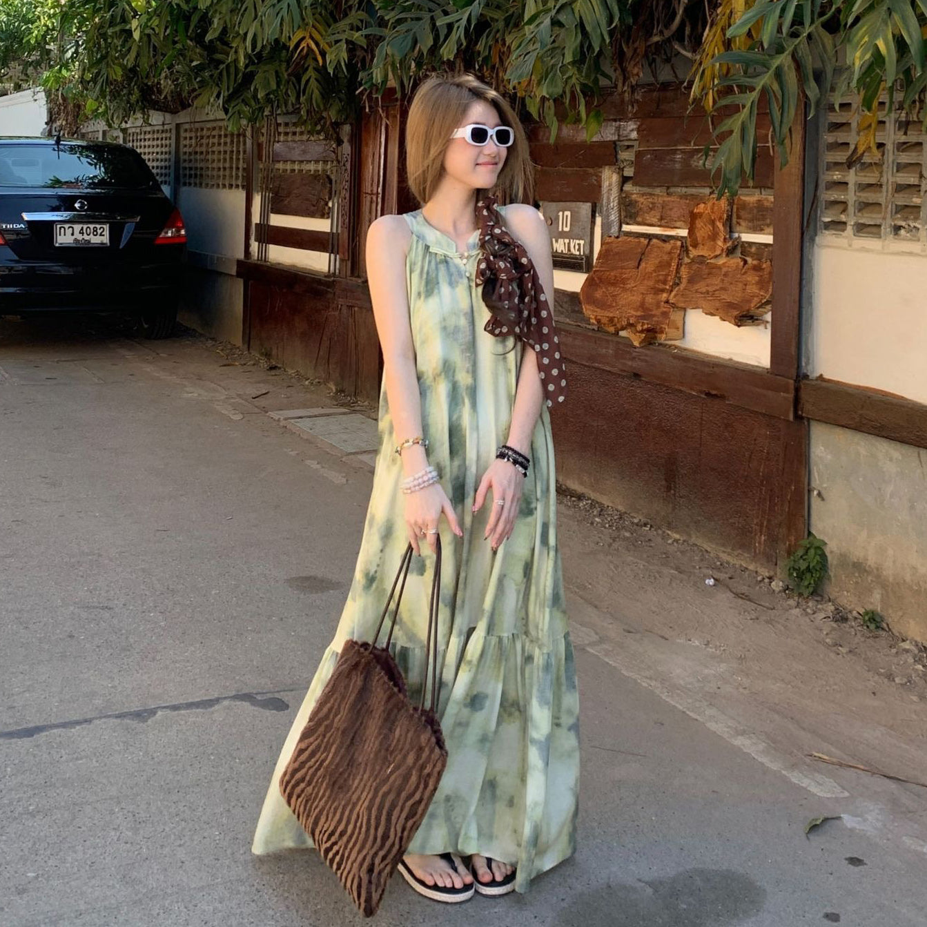 【ワンピース】夏 気質 個性派デザイン オトナ系 ネオチャイナ風 ハイネック ノースリーブワンピース【SHシリーズ】