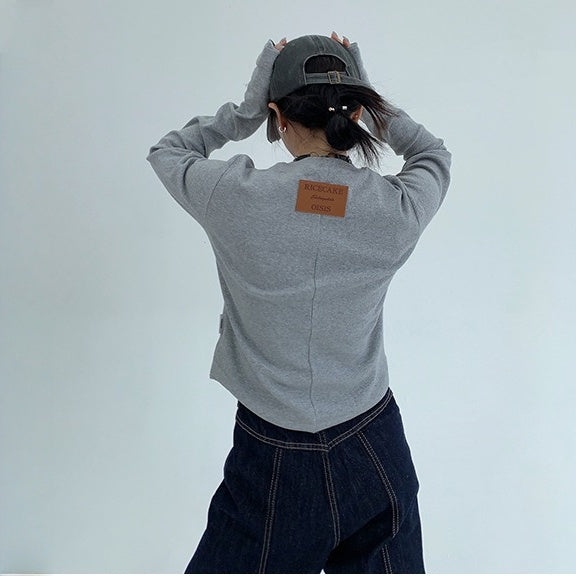 【トップス】春 秋 冬 ストリート ワッペン刺繍 スリム 長袖 Ｔシャツ 【FCシリーズ】