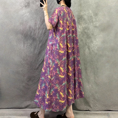期間限定⭐️60%OFF【ワンピース】プリント コットンリネン オシャレで上品 半袖 ワンピース 【SHシリーズ】