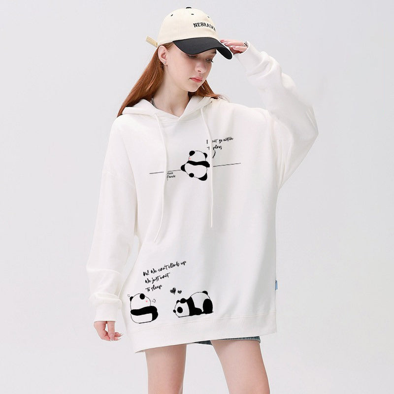 【トップス】🐼パンダ柄 フード付き 裏起毛 スウェット レディース バランス◎ 冬 パーカー【FCシリーズ】