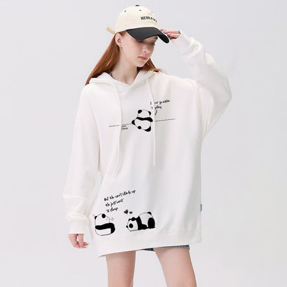 【トップス】🐼パンダ柄 フード付き 裏起毛 スウェット レディース バランス◎ 冬 パーカー【FCシリーズ】