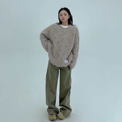 【トップス】ふわふわ可愛い♪ ゆる感たっぷりボアニット レディース クルーネック【FCシリーズ】