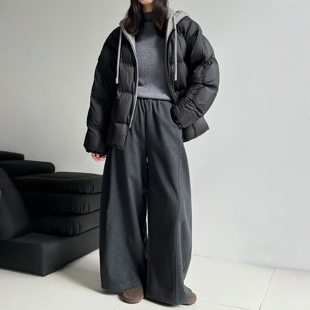 【ボトムス】裏起毛 ウール混 細見え 春 秋 冬 バナナパンツ  【JZシリーズ】