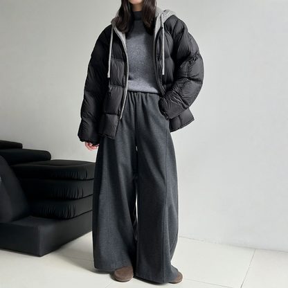 【ボトムス】裏起毛 ウール混 細見え 春 秋 冬 バナナパンツ  【JZシリーズ】