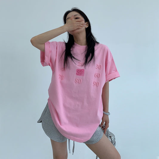 【トップス】夏 立体ナンバー刺繍 コットン 半袖 Ｔシャツ 【FCシリーズ】