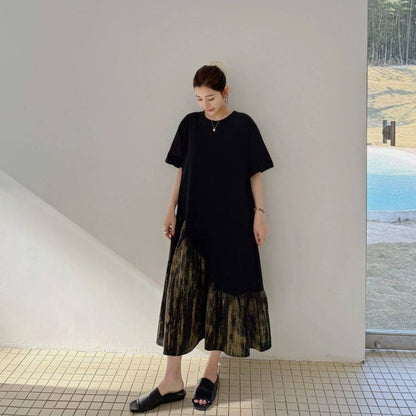 【ワンピース】アシンメトリー 切り替え Tシャツ ワンピース 【JZシリーズ】