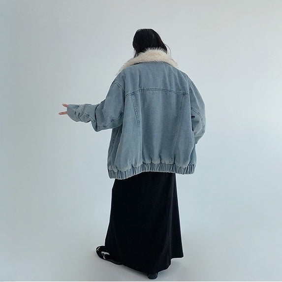 【アウター】春 秋 冬 ウォッシュド ヴィンテージ風 厚手 ファー襟 中綿 ジャケット 【FCシリーズ】