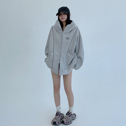 【アウター】カジュアル リラックスシルエット 刺繍フードジャケット レディース【FCシリーズ】