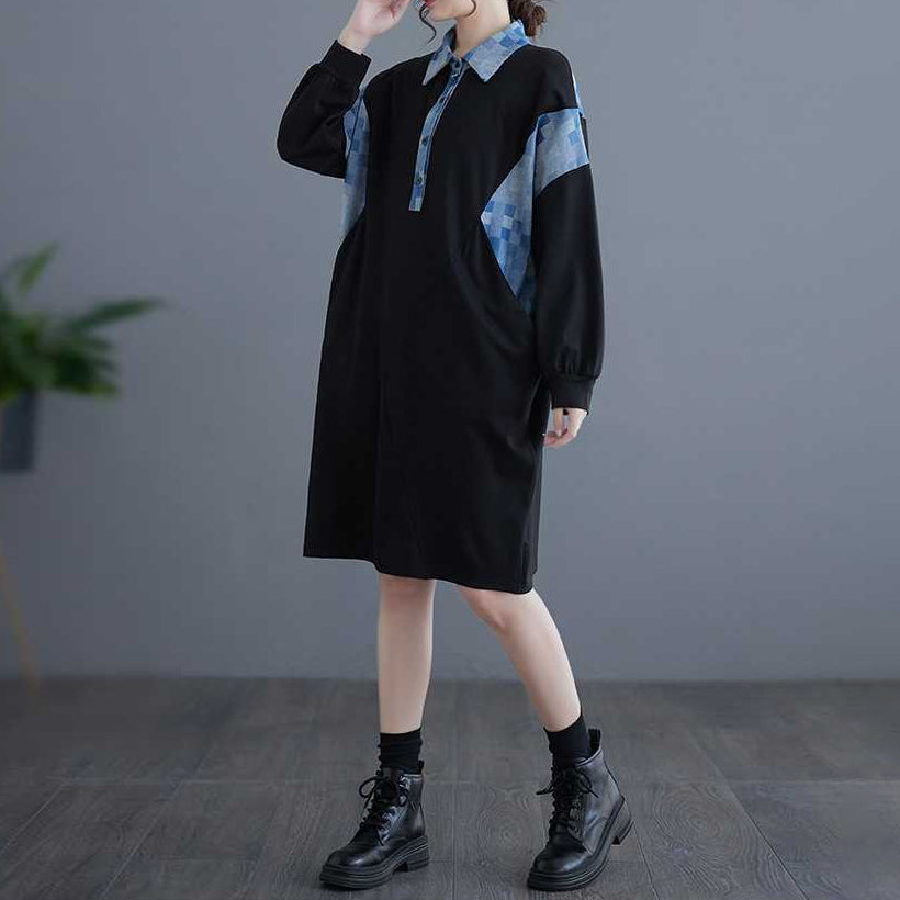 【ワンピース】大きいサイズ レディース 切替デザイン 長袖 シャツワンピース ミモレ丈 ゆったり カジュアル 着痩せ 春夏新作【AHシリーズ】