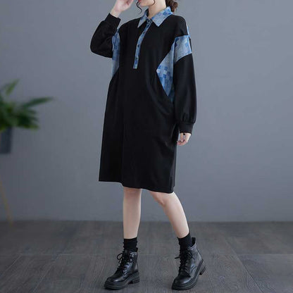 【ワンピース】大きいサイズ レディース 切替デザイン 長袖 シャツワンピース ミモレ丈 ゆったり カジュアル 着痩せ 春夏新作【AHシリーズ】