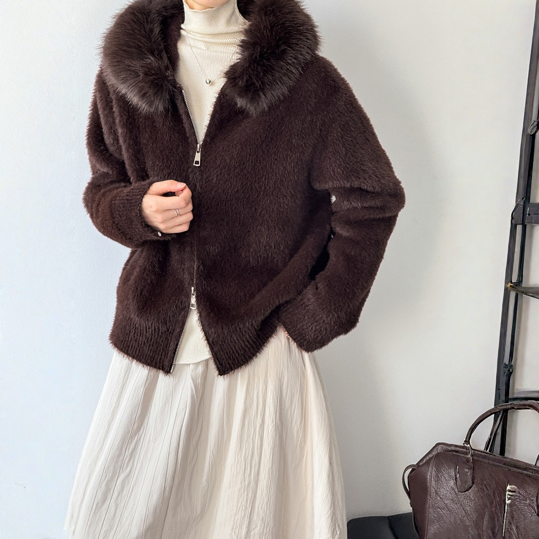 【アウター】春 秋 冬 フード ジップ カーディガン ゆったり 柔らかニット ジャケット 【JZシリーズ】