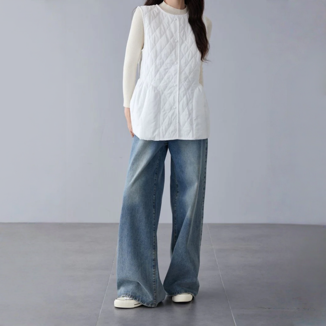【トップス】春 秋 冬 切り替え ダイヤ柄 中綿 ベスト 【JZシリーズ】