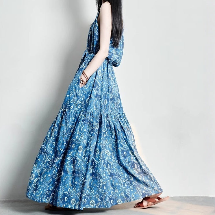 【ワンピース】アート風 コットン コットン キャミソール ノースリーブ ワンピース【SHシリーズ】