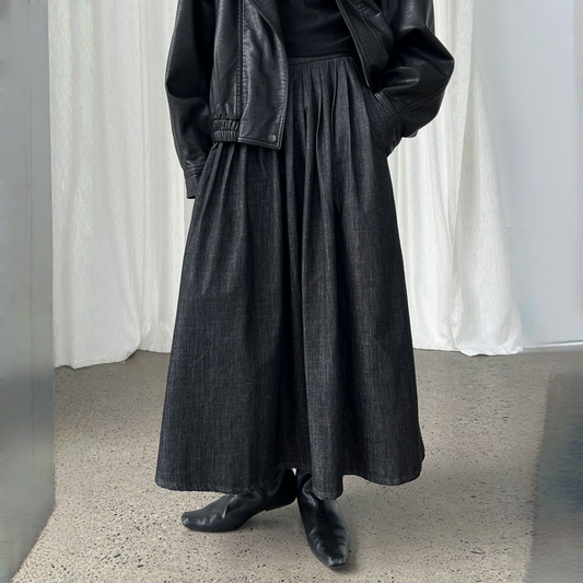 【ボトムス】春 秋 冬 ハイウエスト デニム風 カジュアル ロングスカート 【JZシリーズ】