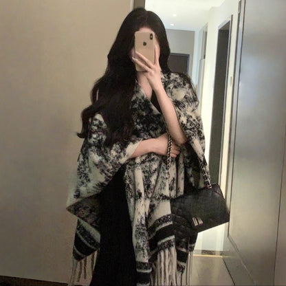 【グッズ】レトロ 水墨画 春 秋 冬 ムード 合わせやすい ストール マフラー【AHシリーズ】