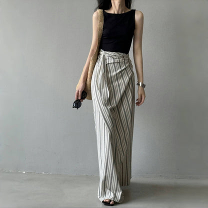 【来年夏再販】【ボトムス】夏 リゾート風 ウエストリボン Aライン スカート 【SNシリーズ】