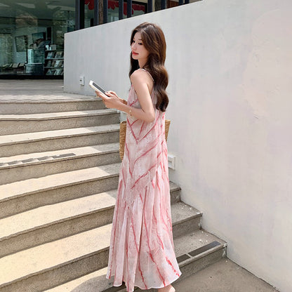 【ワンピース】フレンチ風 夏 エレガンス グラデーション ノースリーブキャミソールワンピース【SHシリーズ】