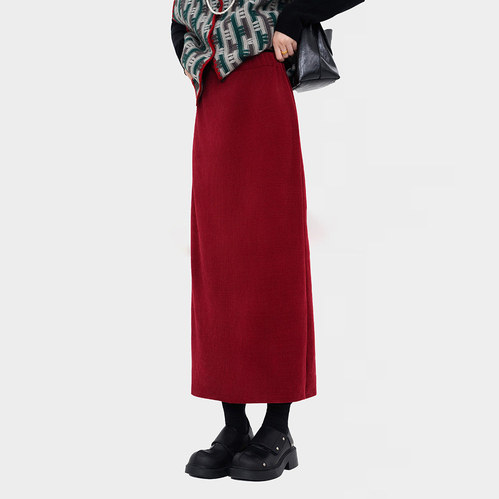 5カラー【ボトムス】ハイウエスト ミディスカート レディース 秋冬 カジュアル 上品 ゴムウエスト【JZシリーズ】