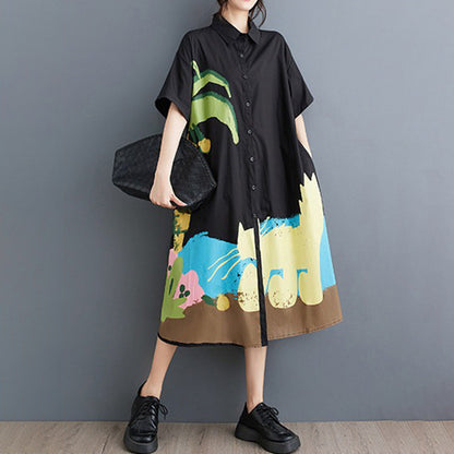期間限定⭐60%OFF【ワンピース】プリント ワンピース 半袖 膝下 ゆったり ゆるシルエット 切替 痩せ見え 大きいサイズ レディース 夏 楽ちん 新作 快適【SHシリーズ】