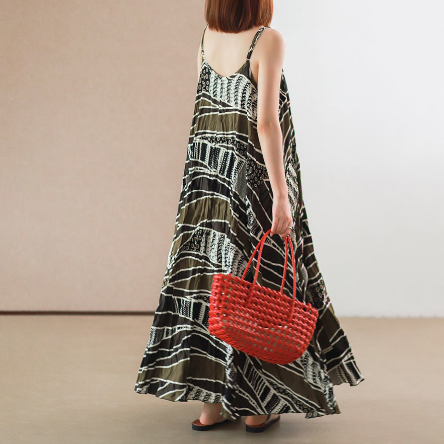 【ワンピース】トロピカルリゾート風 ゆったり花柄 ノースリーブロングワンピース【SHシリーズ】