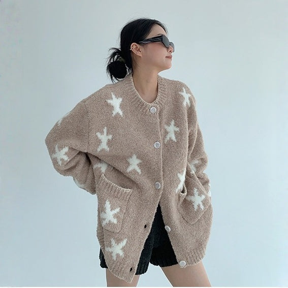 【アウター】春 秋 冬 ジャガード 厚手 ニット セーター カーディガン ジャケット 【FCシリーズ】