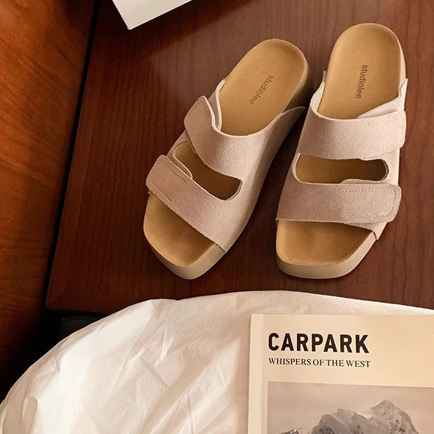 【シューズ】夏 厚底 ダブルマジックテープ 外履き対応 ビルケンサンダル