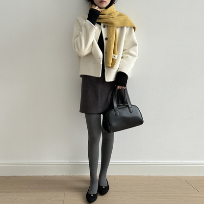 【アウター】上質ウールコート✨レディース 冬 短丈 シンプル 丸首 ゆったりシルエット 大人可愛い【JZシリーズ】