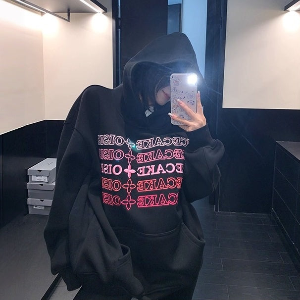 【トップス】裏起毛 刺繍 3D立体 春 秋 冬 フード付き パーカー 【FCシリーズ】