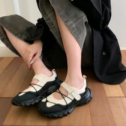 【シューズ】プラットフォームシューズ ラウンドトゥ 厚底 スポーツ パンプス/スニーカー