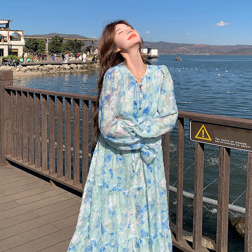 【ワンピース】フレンチロマンチック エレガンス リゾート風 日焼け防止 長袖ワンピース【SHシリーズ】