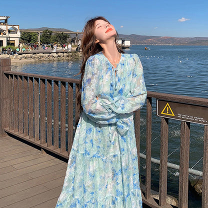 【ワンピース】フレンチロマンチック エレガンス リゾート風 日焼け防止 長袖ワンピース【SHシリーズ】