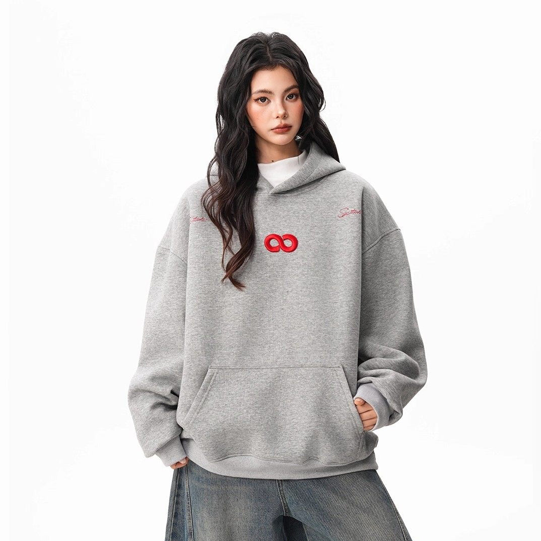 【トップス】立体ナンバー刺繍 裏起毛 フーディ レディース メンズ 秋冬 ルーズ カップル パーカー【FCシリーズ】