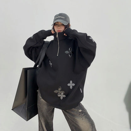 【トップス】パッチレザー付きの ヘビーウェイト 春 秋 冬 スタンドネック パーカー 【FCシリーズ】